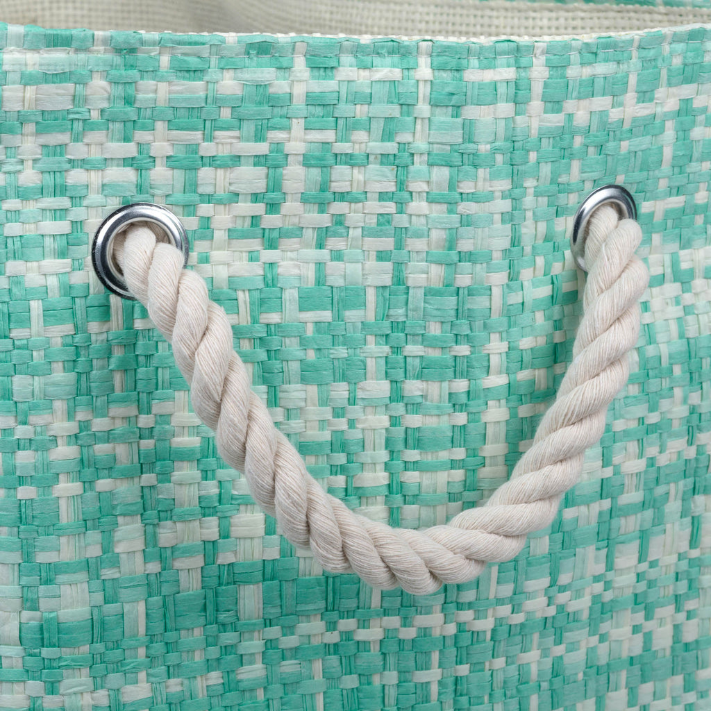 DII Paper Bin Tweed Aqua Rectangle Large