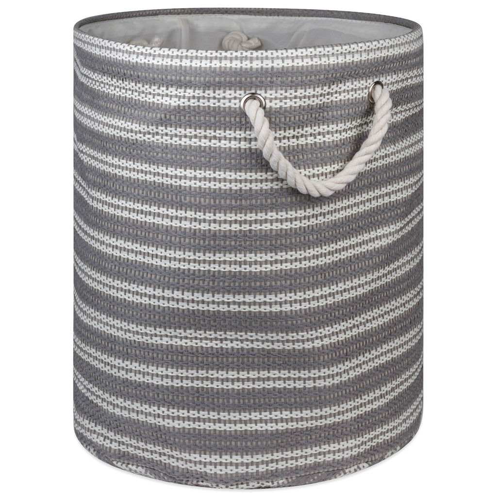 Paper Bin Basketweave Gray/White Round Medium 13.75x13.75x17