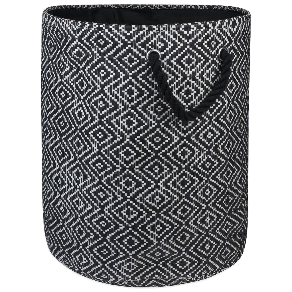 Paper Bin Diamond Basketweave Black/White Round Medium 13.75x13.75x17