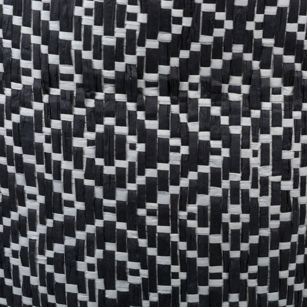 Paper Bin Diamond Basketweave Black/White Round Large