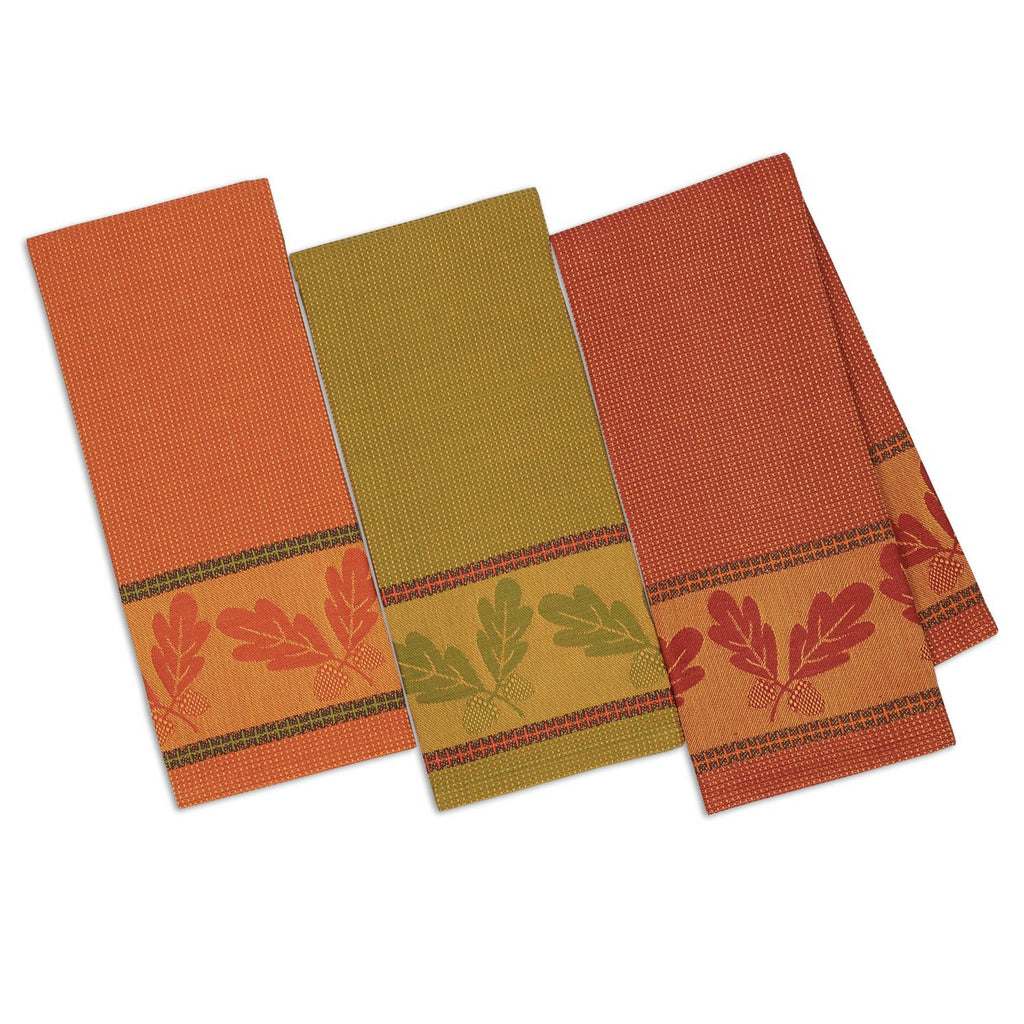 Autumn Acorn Jacquard Dishtowel Set of 3
