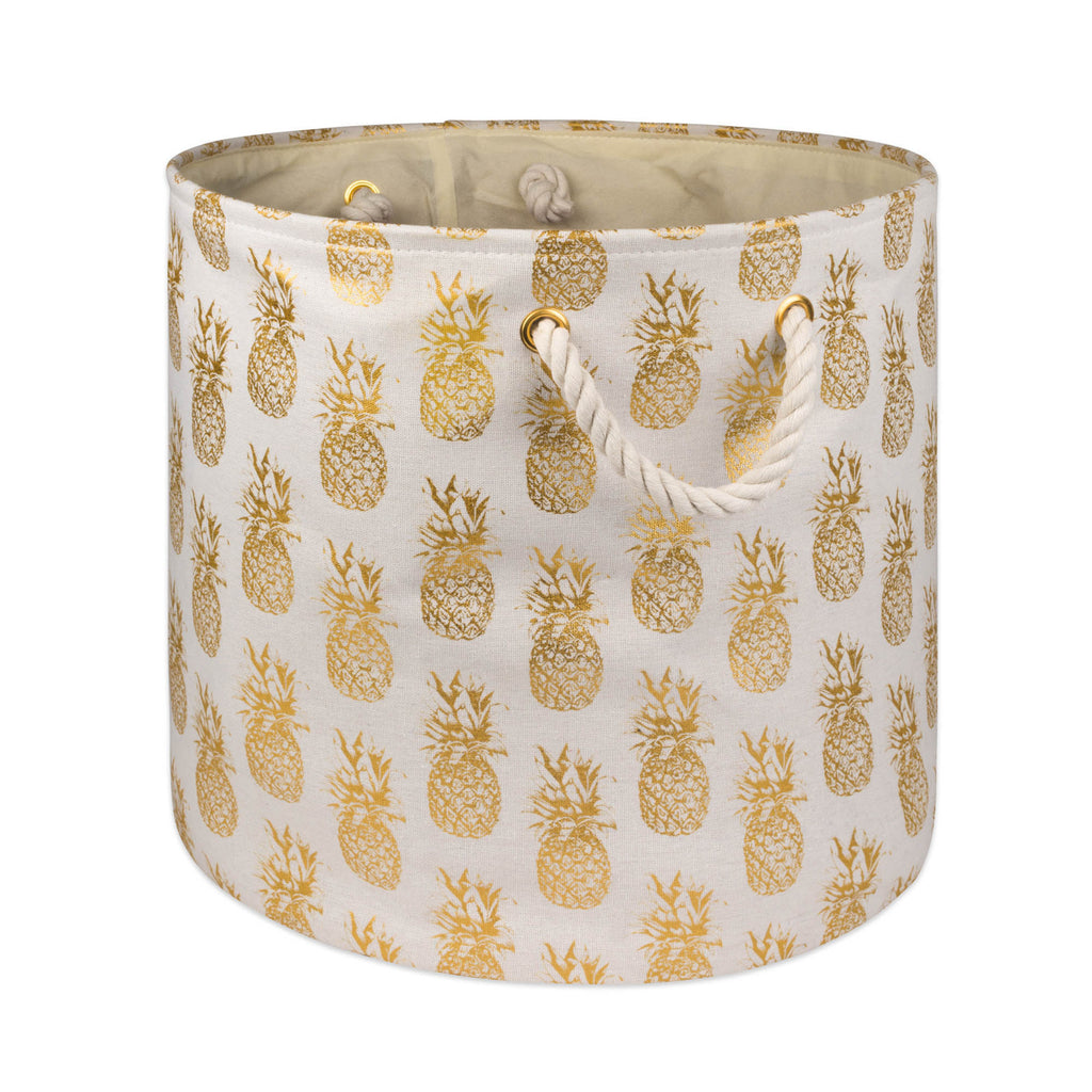 Polyester Bin Pineapple Gold Round Large 15x16x16