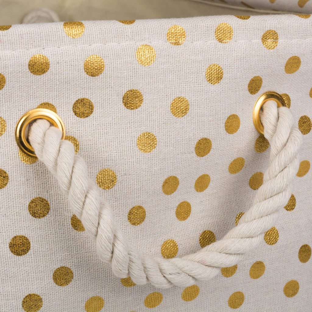DII Polyester Bin Dots Gold Rectangle Large