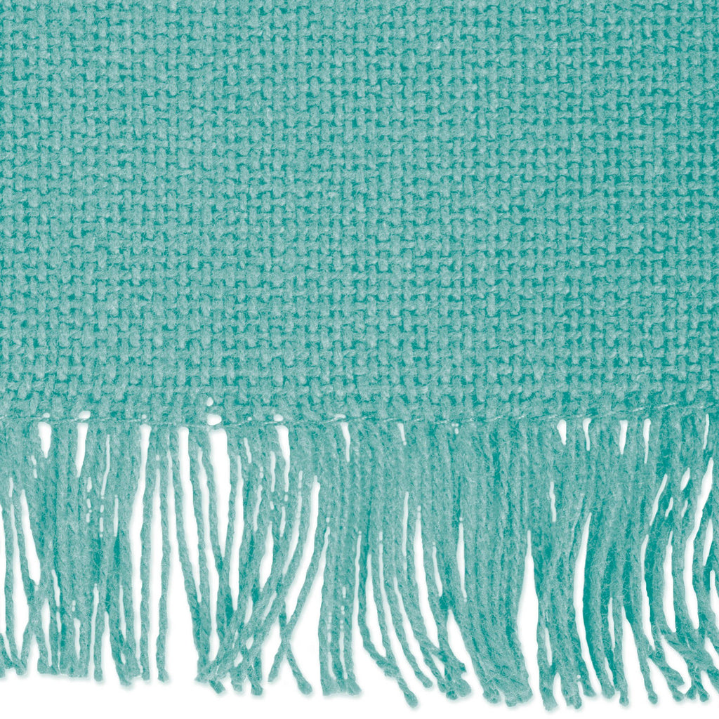 DII Solid Aqua Heavyweight Fringed Table Runner