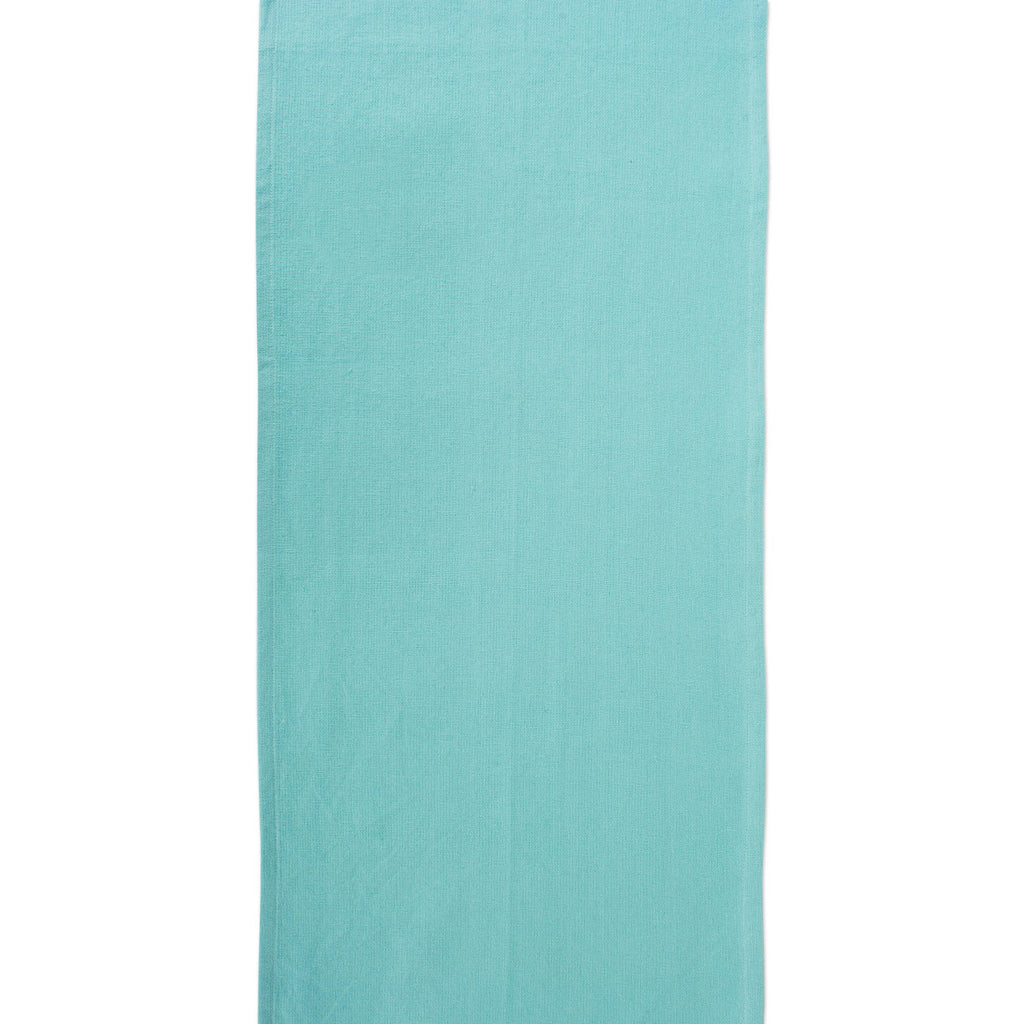 DII Solid Aqua Heavyweight Fringed Table Runner