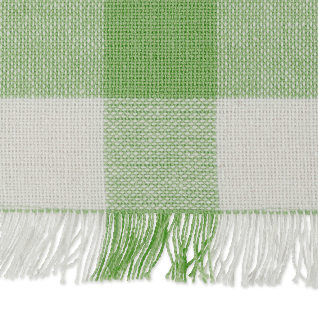 DII Bright Green Heavyweight Check Fringed Table Runner