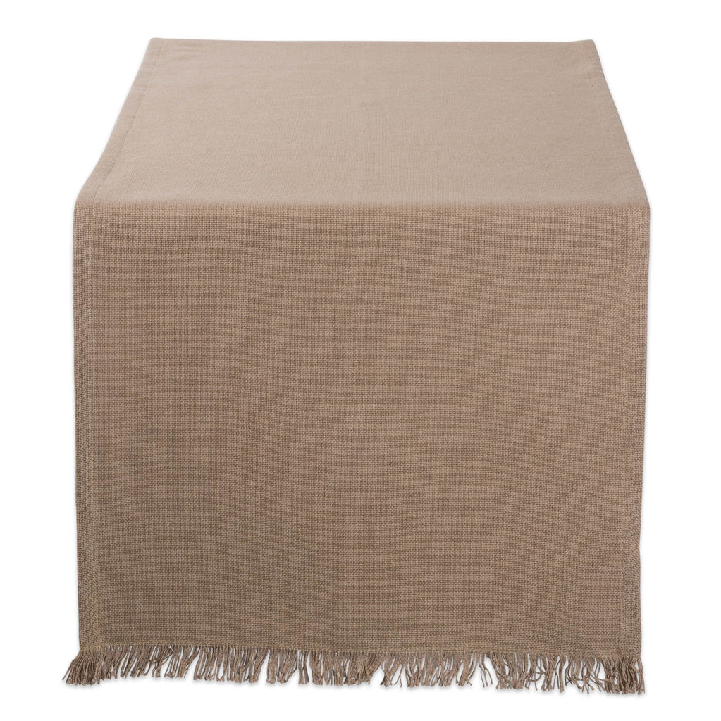 Solid Stone Heavyweight Fringed Table Runner 14x108