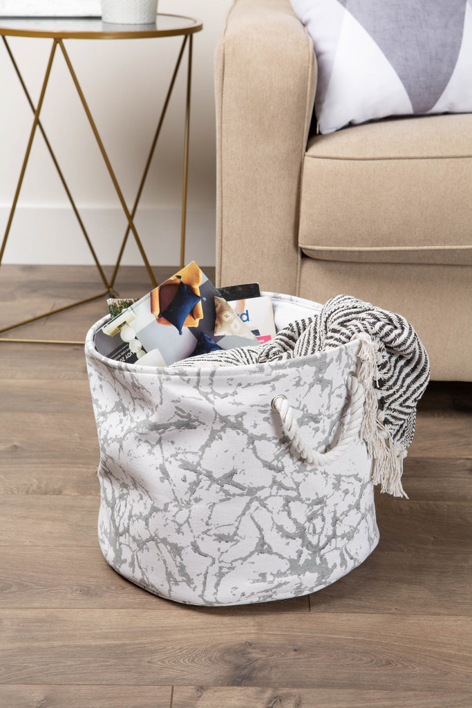 DII Polyester Bin Marble White Rectangle Medium