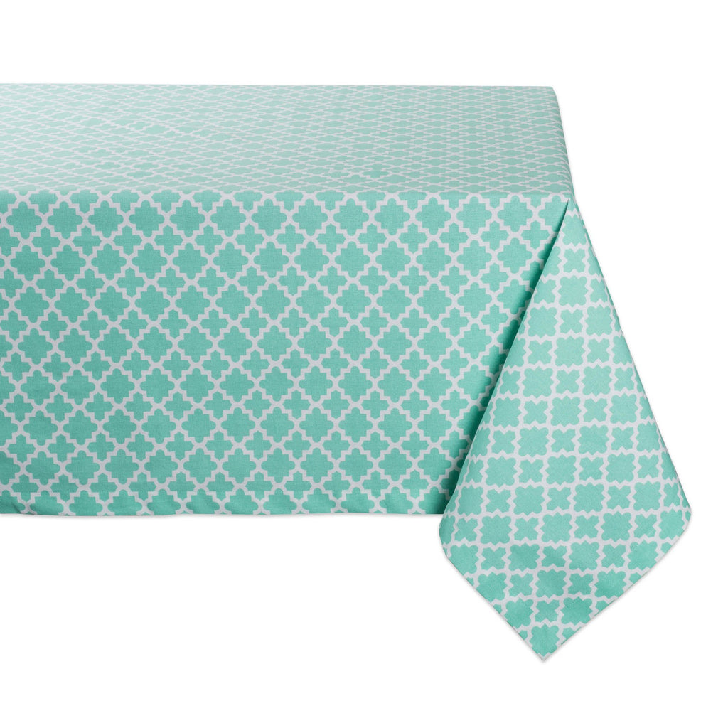 Aqua Lattice Tablecloth 60x104