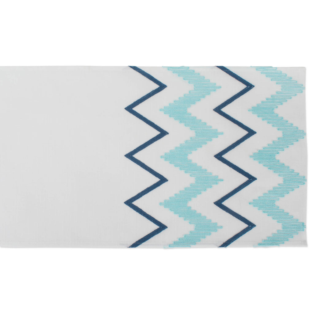 DII Off White Base Embroidered Chevron Table Runner, 14x70"