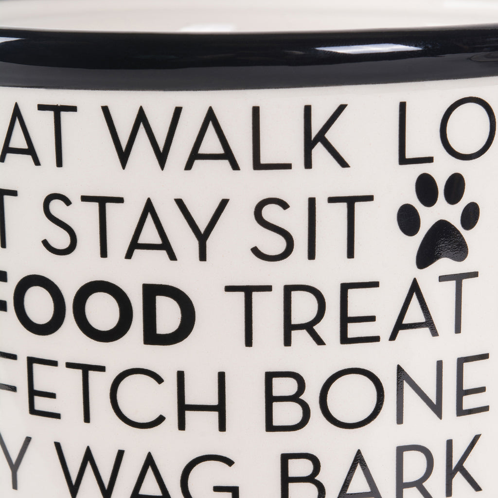 Black Dog Text Ceramic Medium Pet Canister
