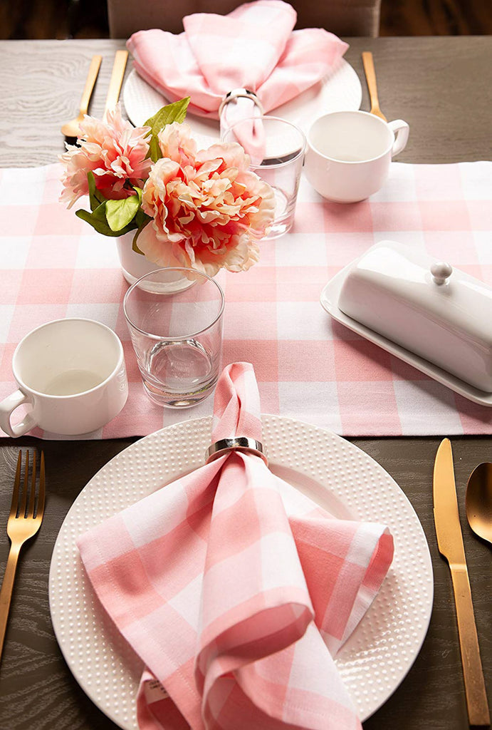 DII Pink Buffalo Check Table Runner