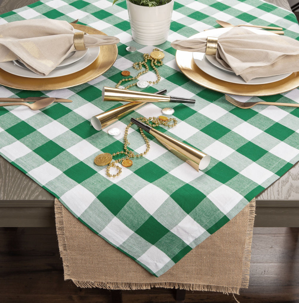 DII Shamrock Green Buffalo Check Tablecloth