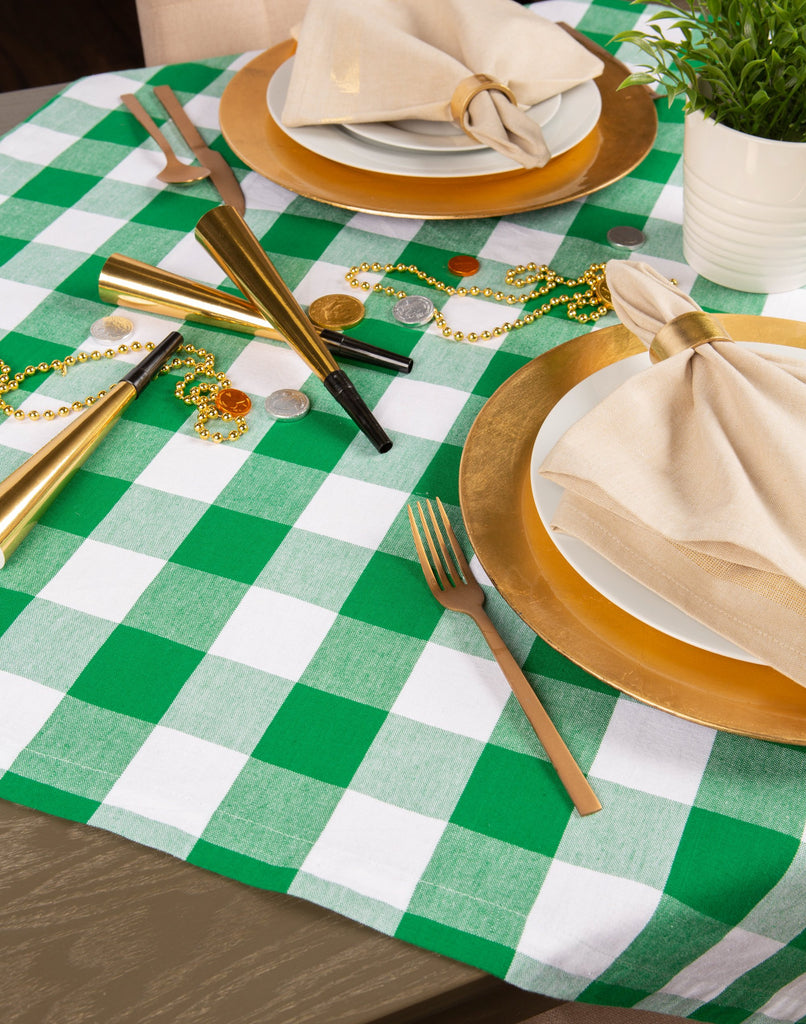 DII Shamrock Green Buffalo Check Tablecloth