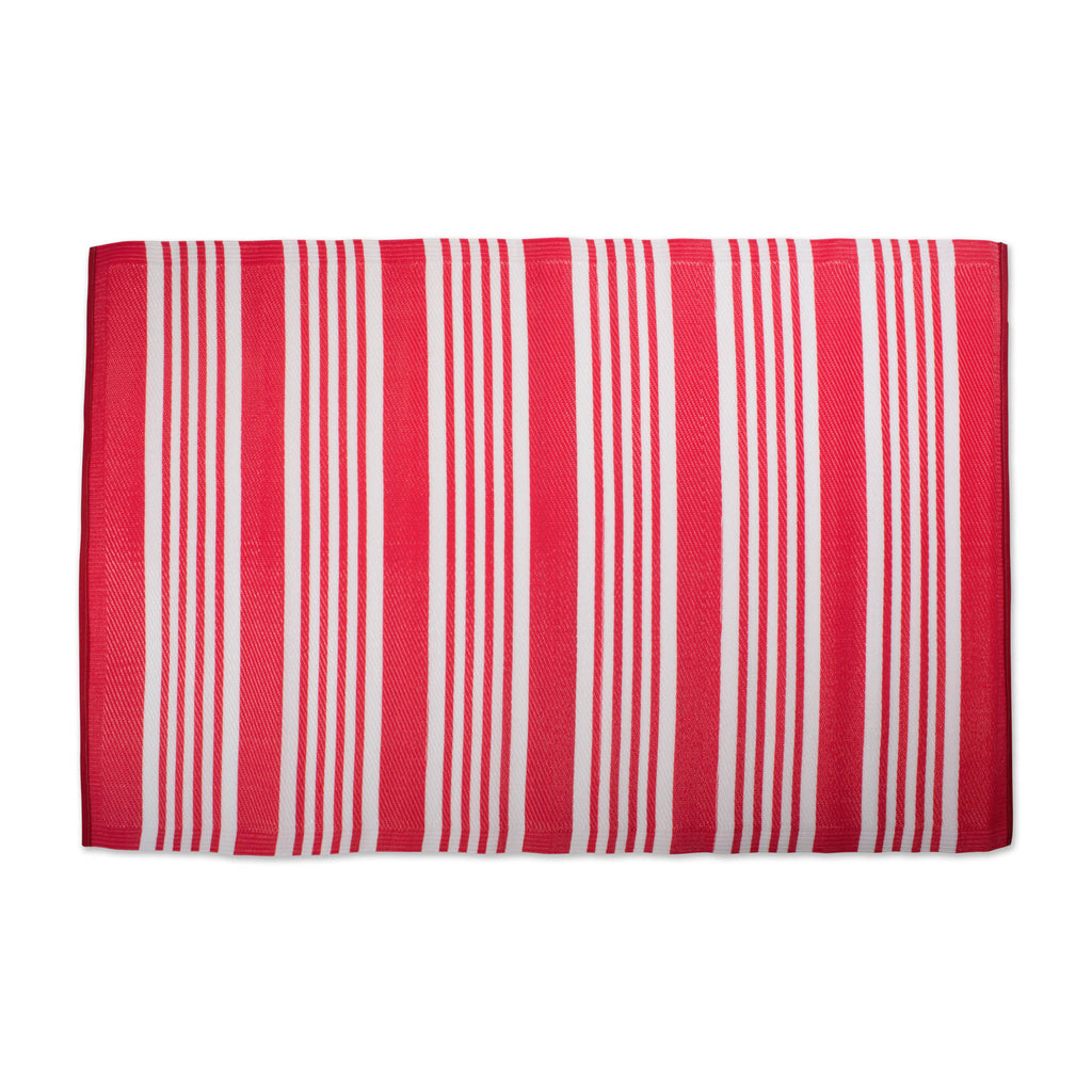 Coral Multi Stripe Outdoor Rug 4x6 Ft