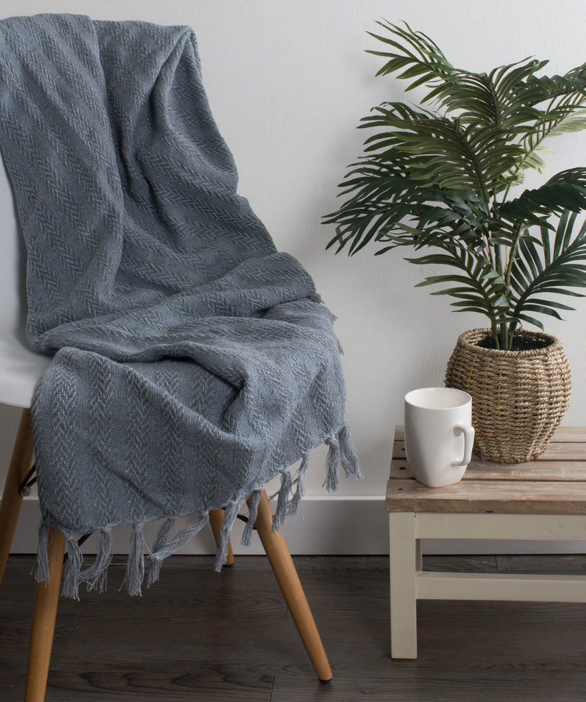 DII Cool Gray Solid Textured Throw