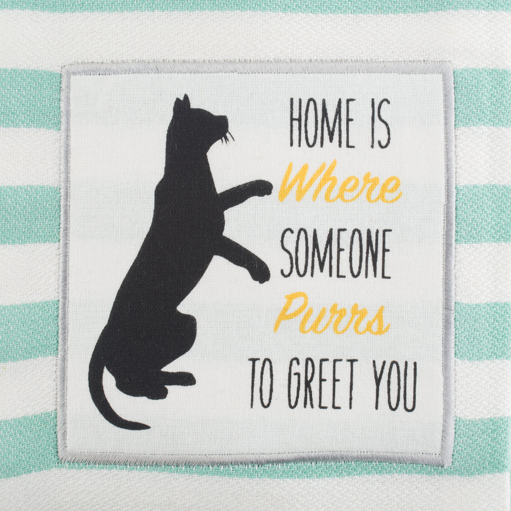 Cat Greeting Embroidered Dishtowel Set of 2