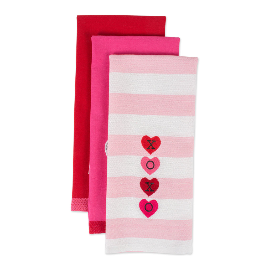 Valentines Day Embroidered Dishtowels Set of 3