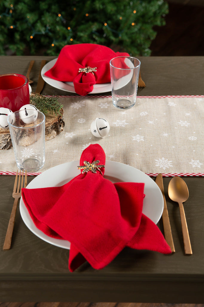 Red Reindeer Embroidered Table Runner, 14x72"