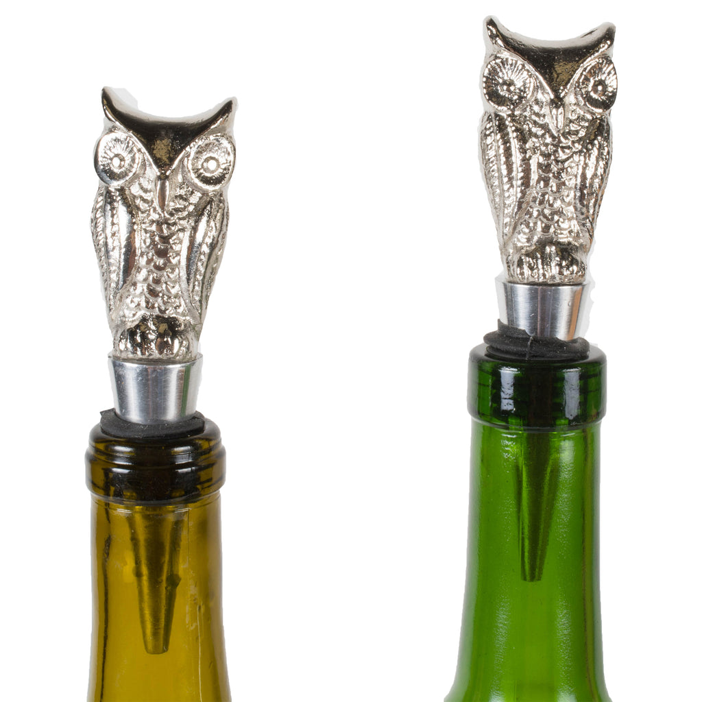 DII Silver Owl Bottle Stopper Set of 2