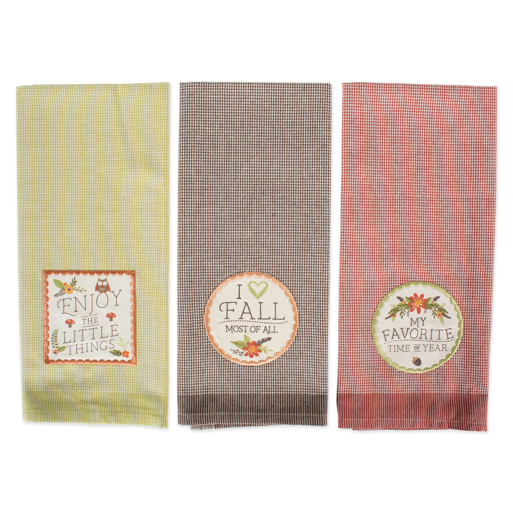 Fall In Love Embellished Dishtowel Set of 3