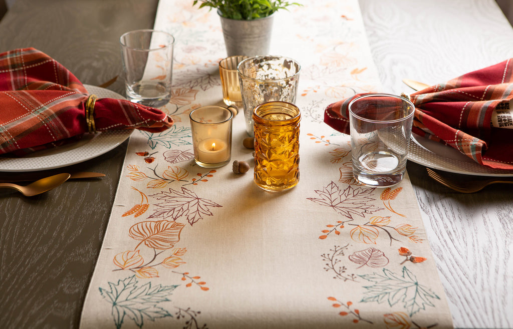 Autumn Leaves Embellished Table Runner, 14x72"
