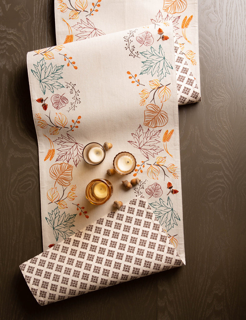 Autumn Leaves Embellished Table Runner, 14x72"