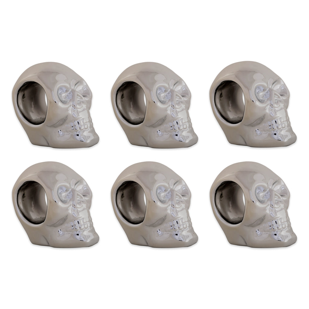 Silver Skull Napkin Ring Set/6