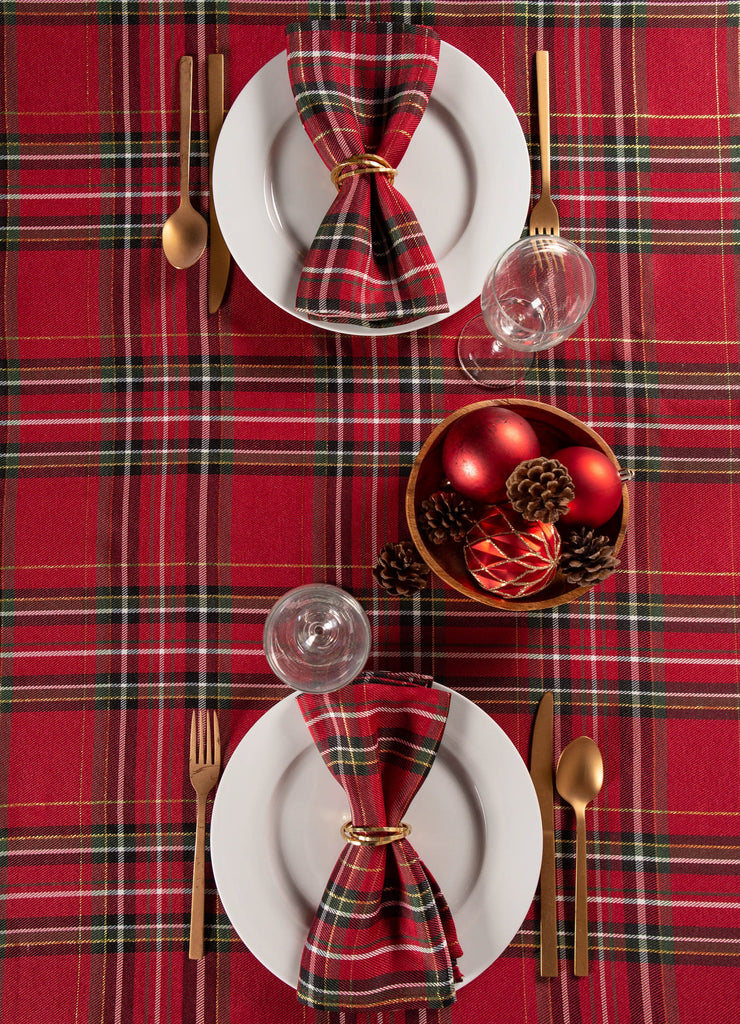 DII Holiday Metallic Plaid Tablecloth