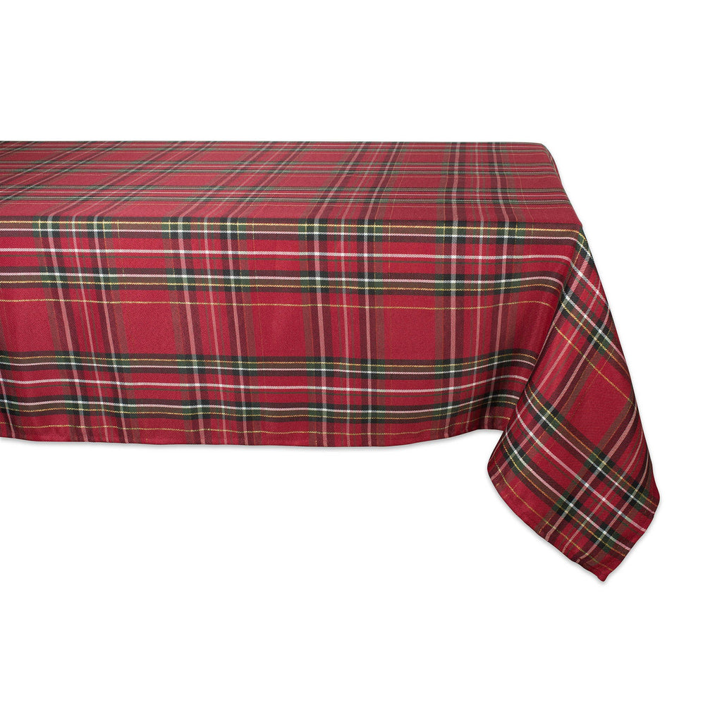 Holiday Metallic Plaid Tablecloth 52x52