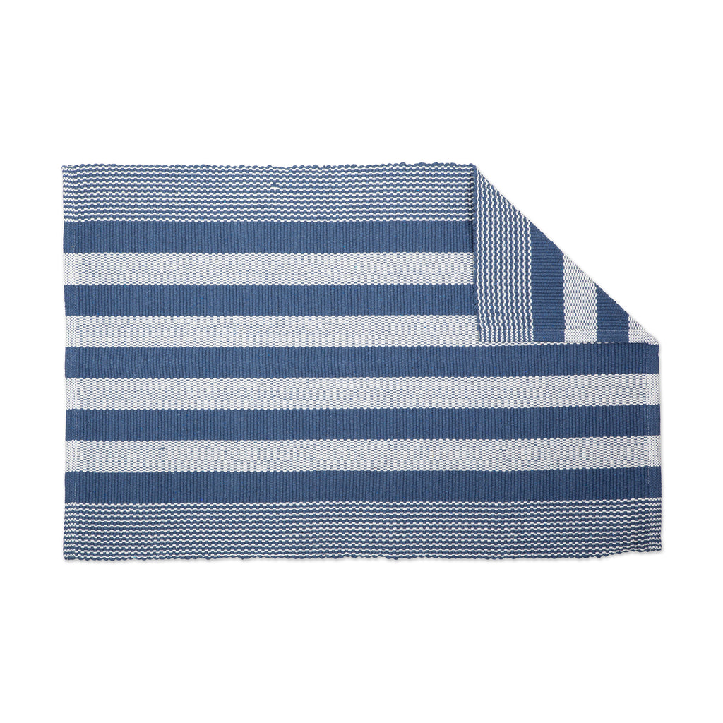 DII French Blue Cabana Stripe Recycled Yarn Rug