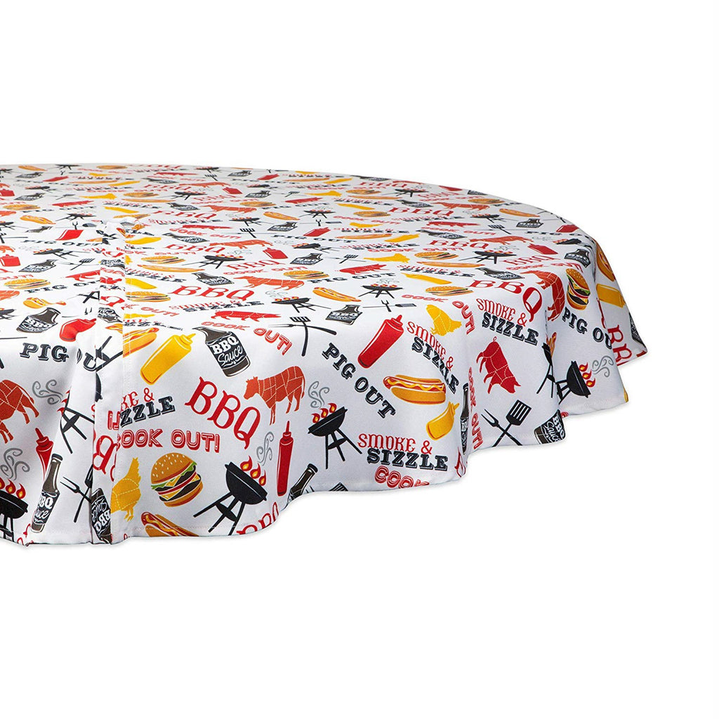 Bbq Fun Print Outdoor Tablecloth With Zipper 60 Round