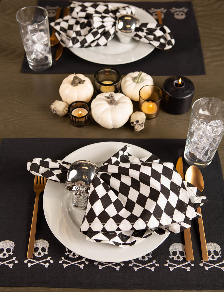 Skulls Embroidered Placemat Set of 4