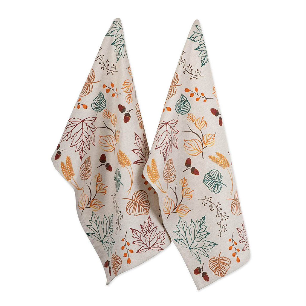 Autumn Leaves Printed Dishtowel Set of 2