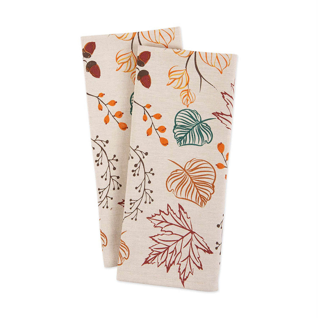 Autumn Leaves Printed Dishtowel Set of 2