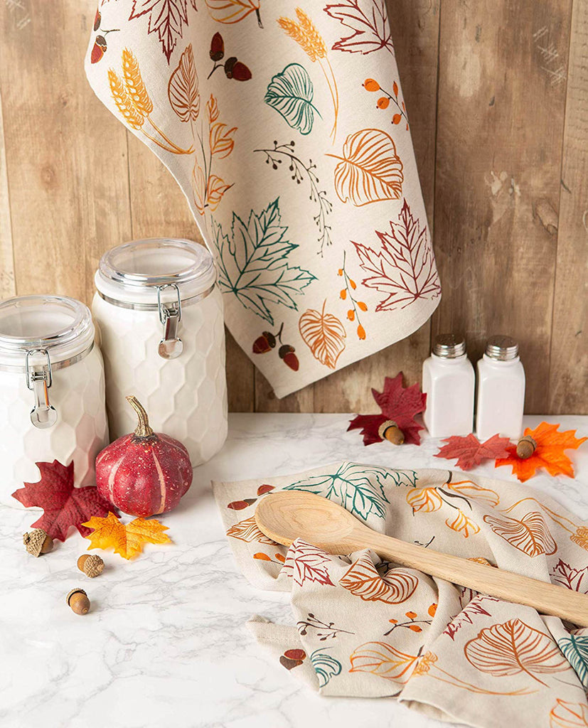 Autumn Leaves Printed Dishtowel Set of 2