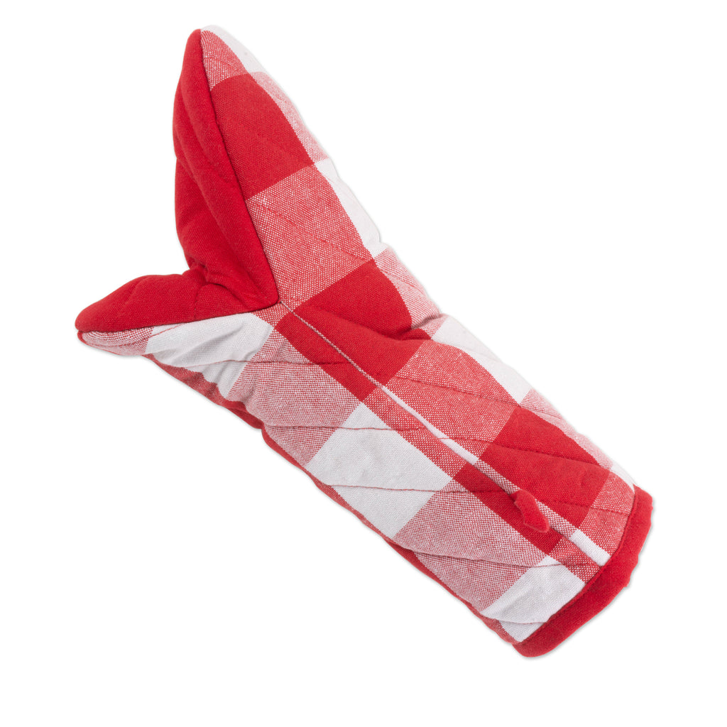 DII Red & White Buffalo Check Oven Mitt Set of 2