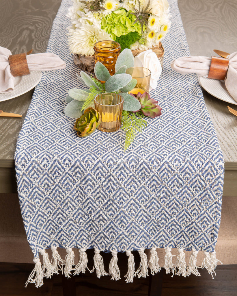 DII French Blue Diamond Table Runner, 15x72"