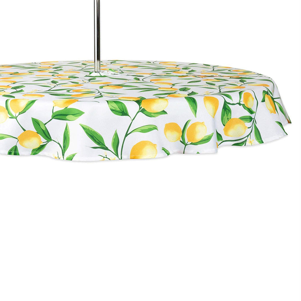 Lemon Bliss Print Outdoor Tablecloth With Zipper 60 Round