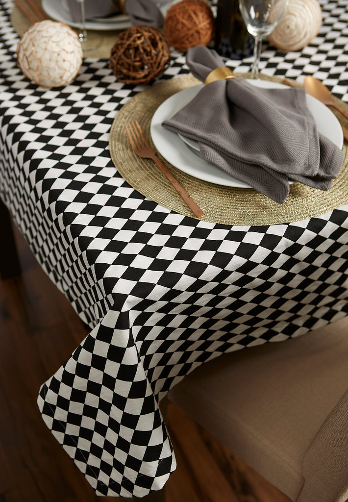 Black And Cream Harlequin Print Tablecloth