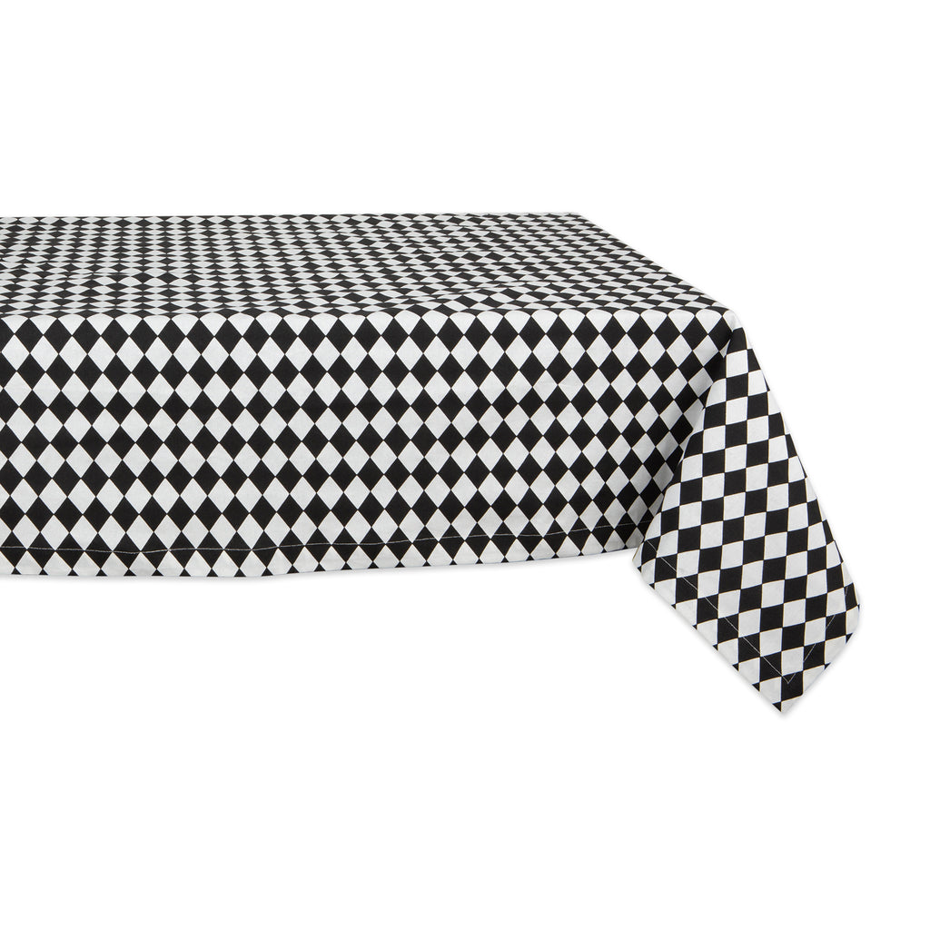 Black And Cream Harlequin Print Tablecloth 52x52
