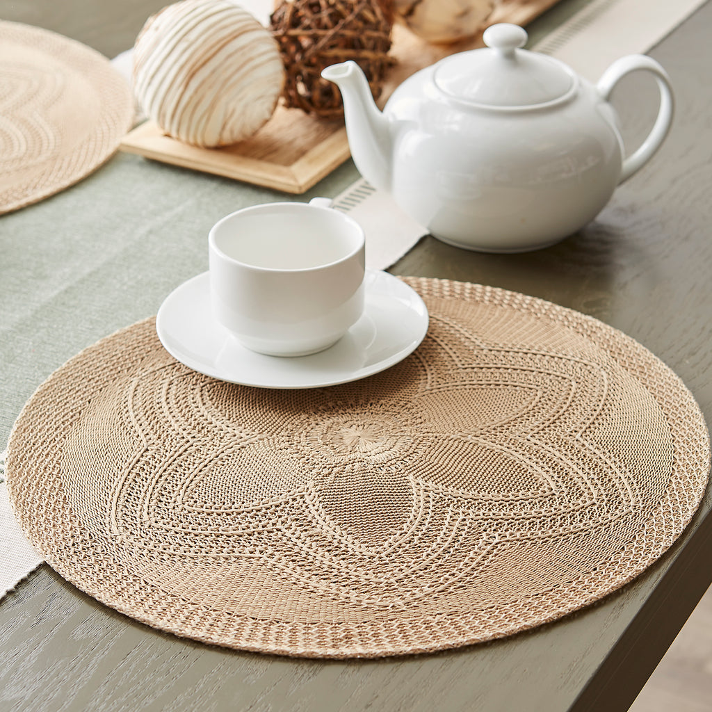 Stone Floral Pp Woven Round Placemat set of 6