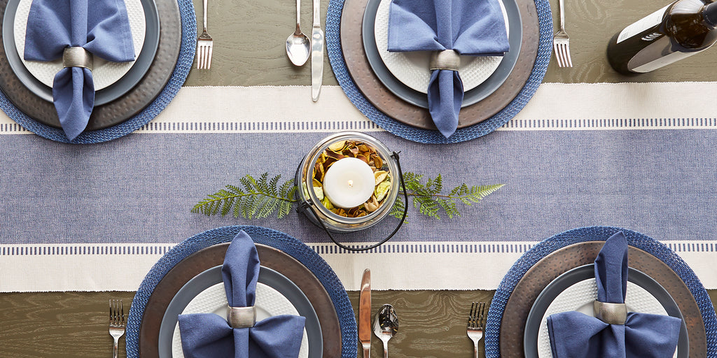 French Blue Floral Pp Woven Round Placemat set of 6
