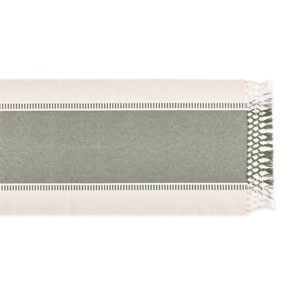 Artichoke Green Dobby Stripe Ribbed Table Runner 13X72