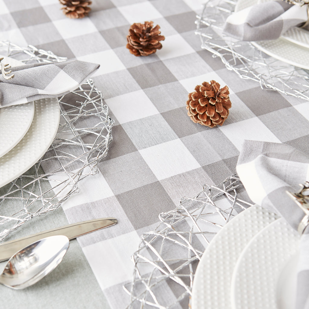 Gray & White Buffalo Check Table Runner 14X72