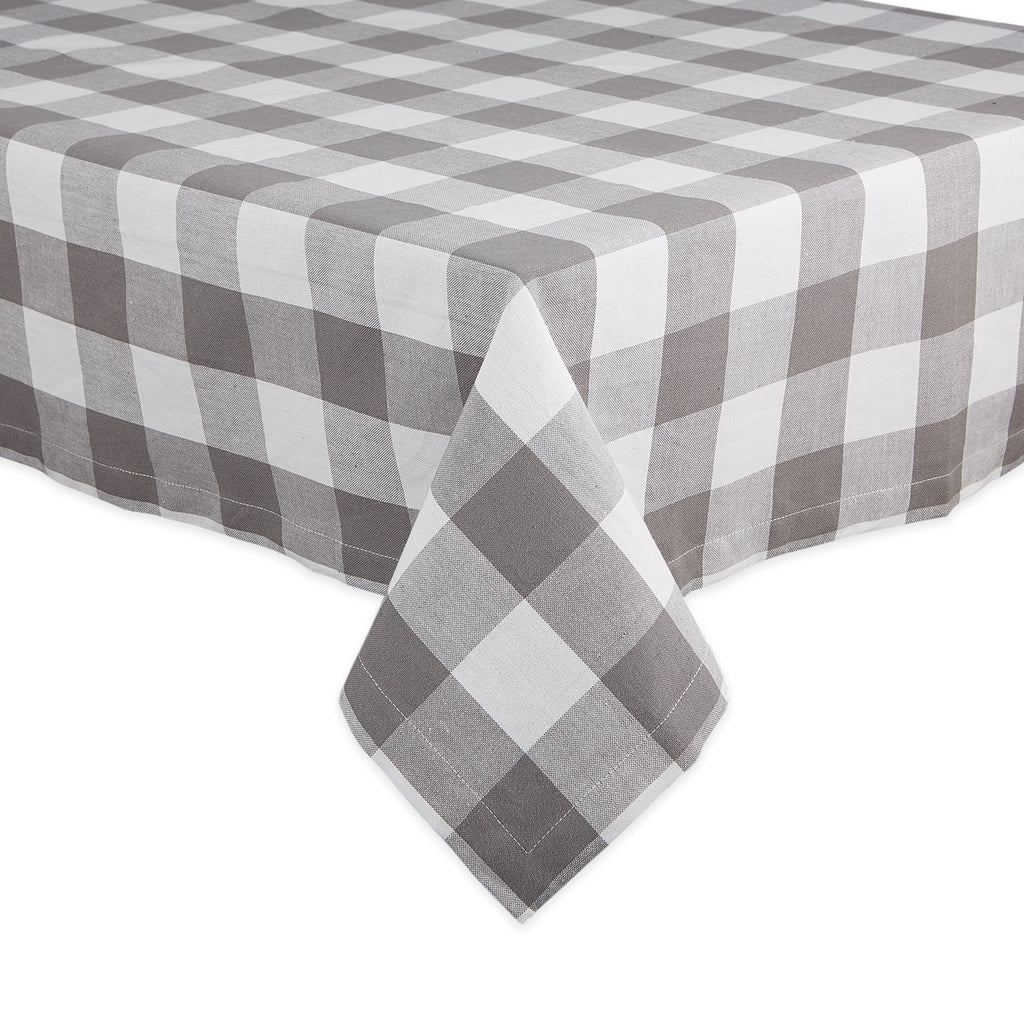 Gray & White Buffalo Check Tablecloth 60X84