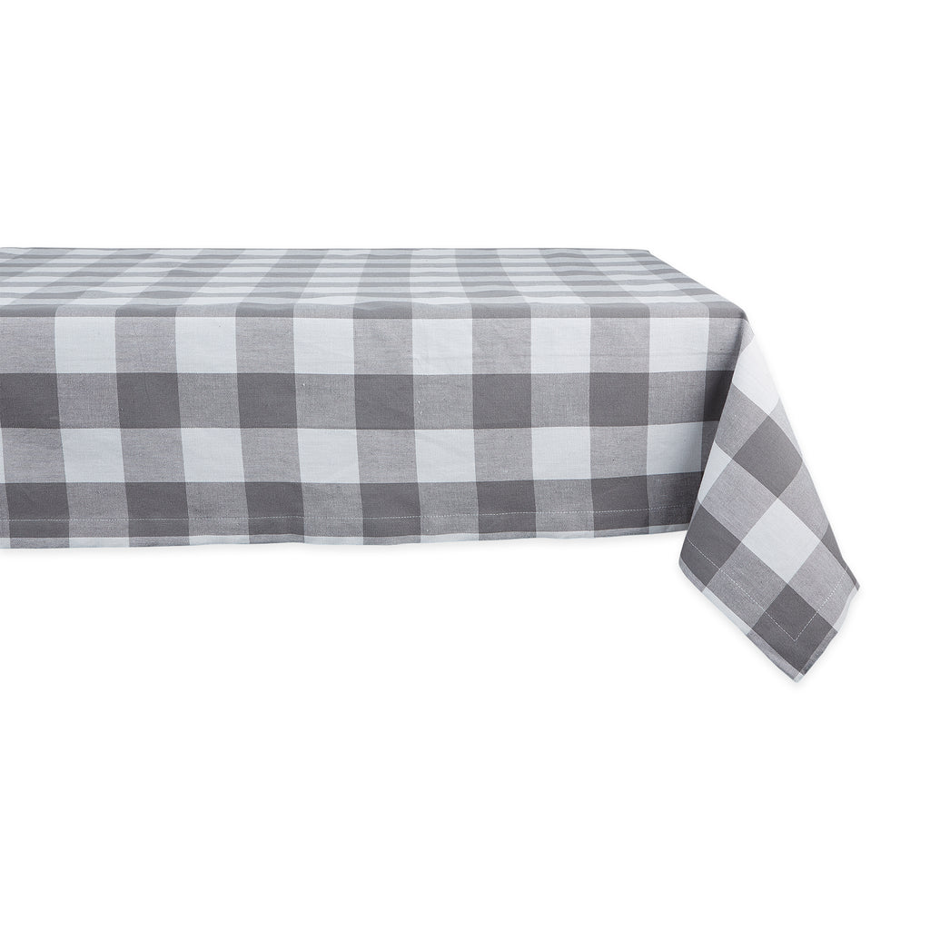 Gray & White Buffalo Check Tablecloth 60X104