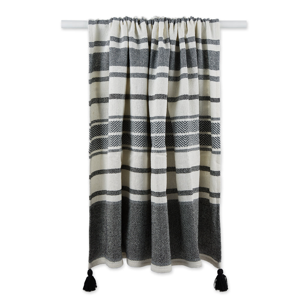 Black & Mineral 2-Tone Chevron Stripe Throw