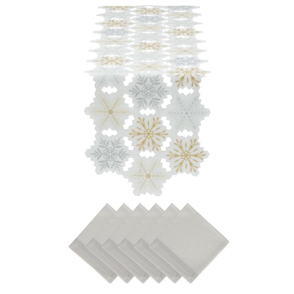 Embroidered Snowflakes Table Set