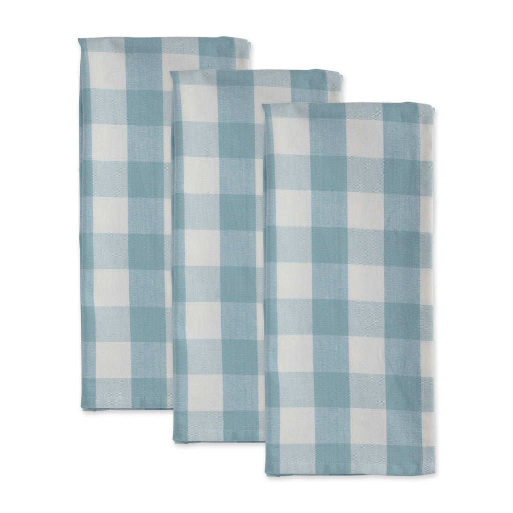 Light Blue Buffalo Check Dishtowel set of 3